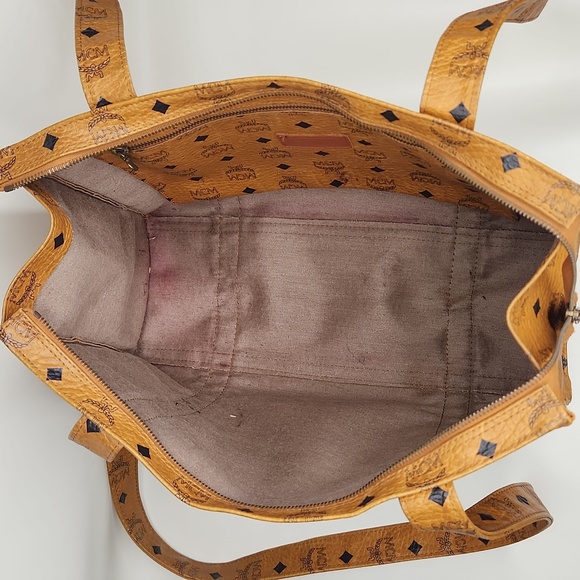 Authentic MCM Monogram Vintage Shoulder Tote Bag Cognac Visetos - Picture 8 of 16